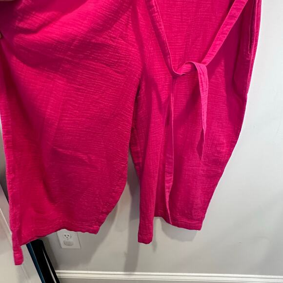 Tommy Bahama Coral Isle Belted Cotton Jumpsuit Crop Wide Leg Size Large - Picture 11 of 13